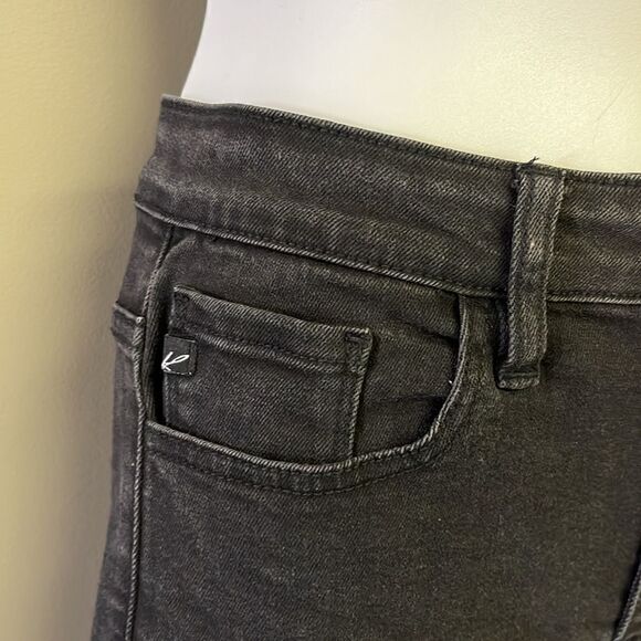 KanCan Black High Rise Button Fly Slight Fade Distressed Skinny Jeans- 7/27 - Picture 6 of 14